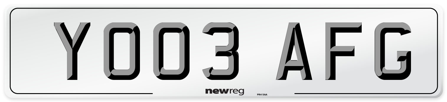 YO03 AFG Number Plate from New Reg